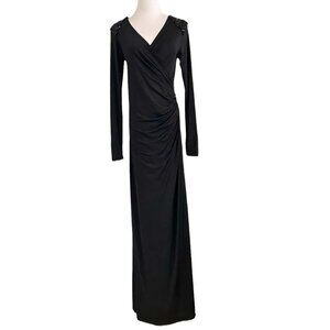 ISABELLA OLIVER MATERNITY BLACK SEQUIN SHOULDER LONG SLEEVE FORMAL DRESS - 2